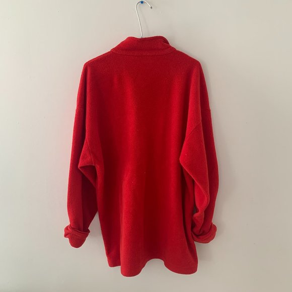 Vintage 90s Red Fleece Tommy Hilfiger Quarter Zip Large Comfy Sweater - Picture 3 of 3